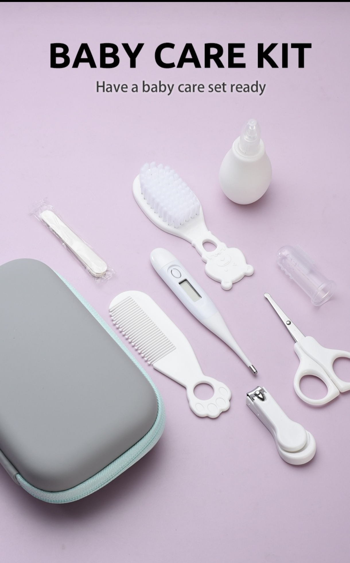 Baby Care Kit Baby Comb Nasal Aspirator Set Thermometer Care Package 8-piece Gift Premium